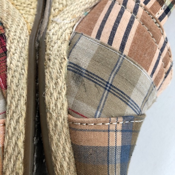 Toms Canvas Plaid Peep Toe Espadrille Wedge - Picture 4 of 8